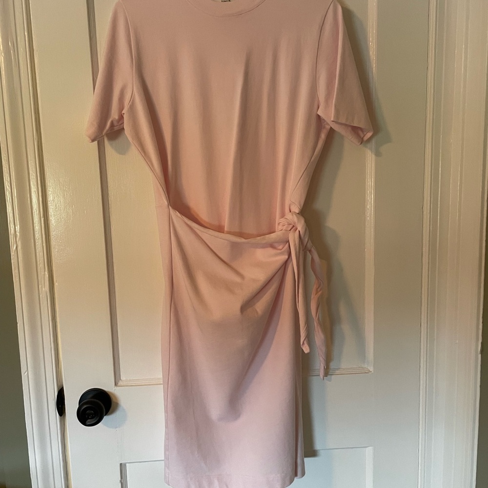 Vince Blush Pink Midi Dress with Waist Tie